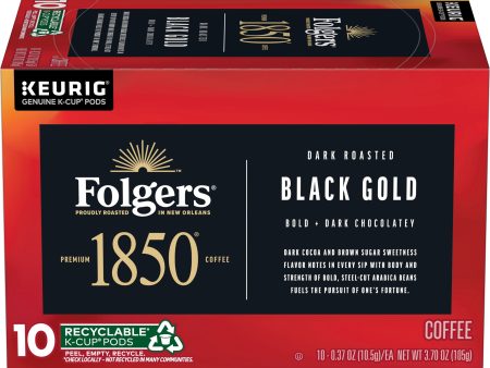 1850 Black Gold, Dark Roast Coffee, K-Cup Pods, 10 Count Discount