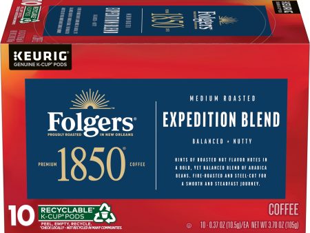 1850 Expedition Blend, Medium Roast Coffee, K-Cup Pods, 10 Count Supply