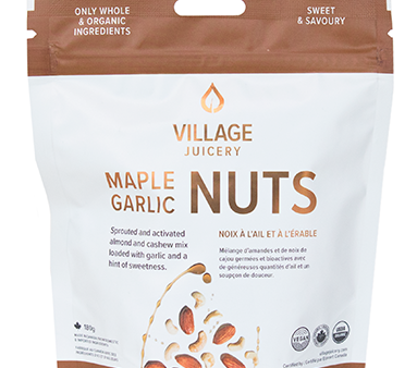 Village Juicery Maple Garlic Nuts - 9 Month Shelf Life (Organic, Non-GMO) (1-55 g) For Sale