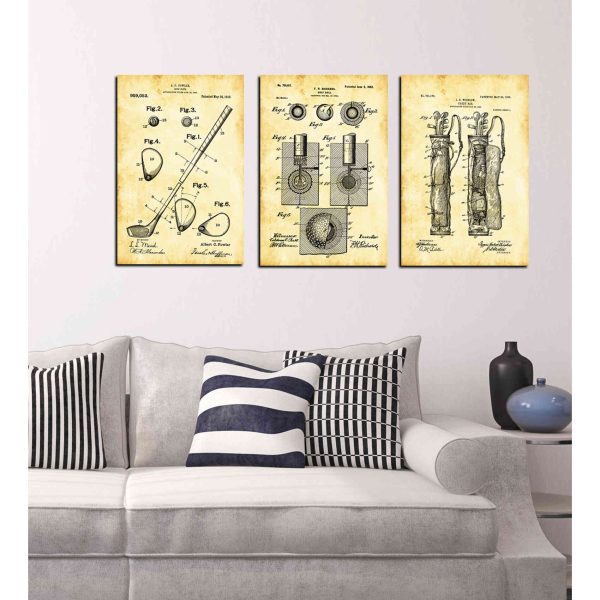 Golf 3-Piece Set Vintage Patent Blueprint  Giclee Canvas Wall Art (Set of 3) Sale