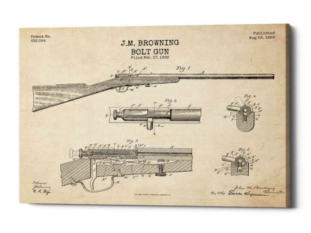 Rifle Blueprint Patent Parchment  Canvas Wall Art Online Sale