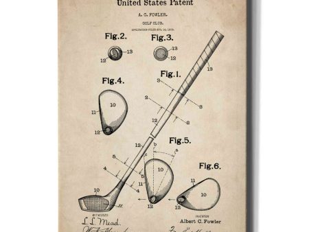 Golf Club Vintage Patent Blueprint  Canvas Wall Art Online