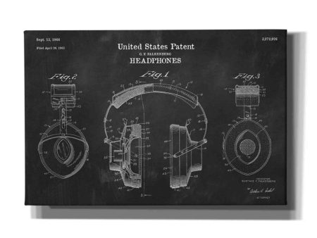 Headphones Blueprint Patent Chalkboard  Canvas Wall Art Online now