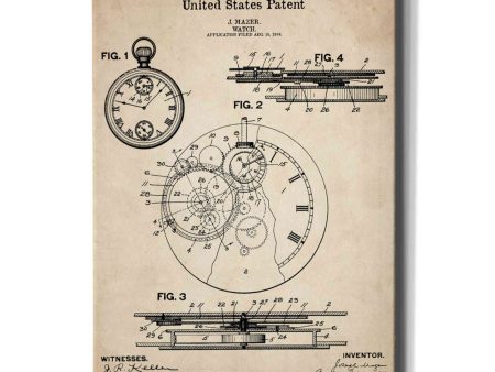 Stopwatch Vintage Patent Blueprint  Canvas Wall Art For Sale