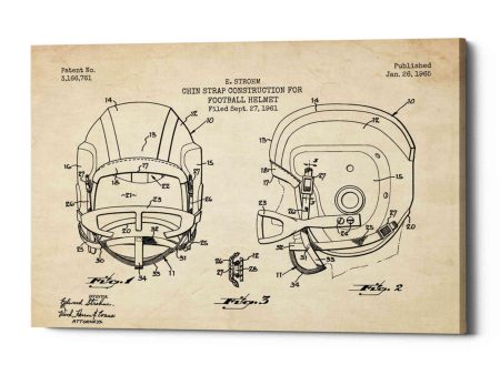 Modern Football Helmet Blueprint Parchment Patent  Canvas Wall Art Cheap