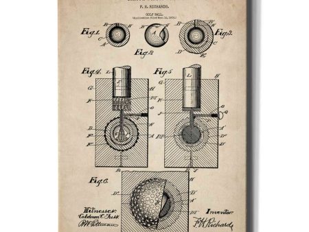 Golf Ball Vintage Patent Blueprint  Canvas Wall Art For Sale