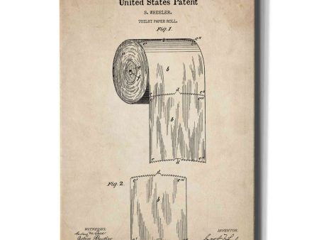 Toilet Paper Roll Vintage Patent  Canvas Wall Art For Discount