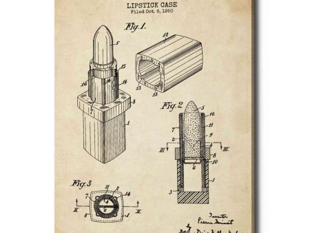 Lipstick Case Blueprint Parchment Patent  Canvas Wall Art Discount