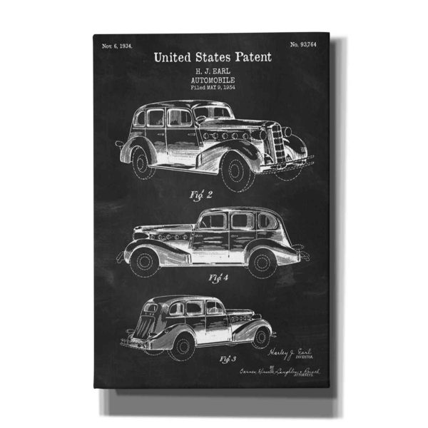 Luxury Automobile Blueprint Patent Chalkboard  Canvas Wall Art Online Hot Sale