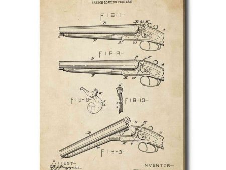 Shotgun Blueprint Patent Parchment  Canvas Wall Art Cheap