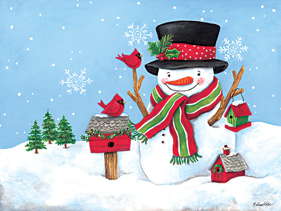 ART1311 - Cardinal Friend Snowman - 16x12 For Cheap